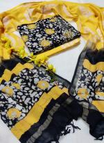 Linen Cotton Yellow Casual Wear Printed Salwar Suit